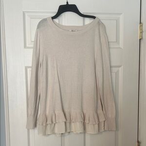 Style & Co.  Cream Ruffle Hem Women's Top
